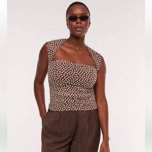 NWT Abercrombie & Fitch Brown Polka Dot Women's Top